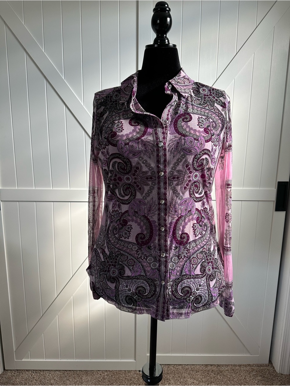 INC International Concepts XL Paisley Mesh Shirt & Cami 2 Piece Set NWT